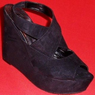 NEW Womens CANDIES PERRIS Black Strappy Sandals Wedge/Platform 