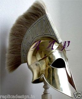   Corinthian Spartan Helmet Armour Helm full brass with color Plume