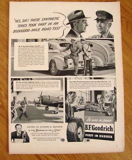 1943 b f goodrich tire ad ford chevy plymouth time