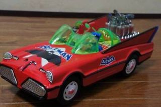 vintage batman robin bat mobile patrol red car tin toy