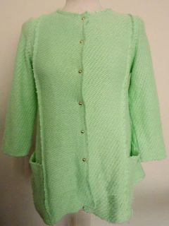 ZARA Woman Knitted PISTACHIO GREEN Basket Weave Cardigan Jacket UK M L 