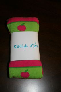NEW~ Boutique Kellys Kids *CANDY APPLES* Pink & Lime Green TIGHTS 