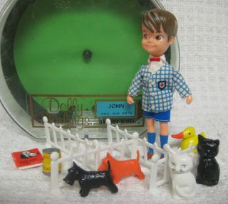   1960s Dolly Darlings JOHN AND HIS PETS Hat Box Series Hassenfeld Doll
