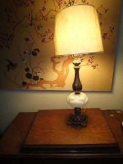   Vintage​~60s Stiffel White Porcelain Ceramic Ornate Brass Table Lamp