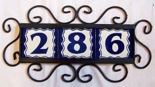 02 iron frame 3 mexican ceramic tiles house numbers time