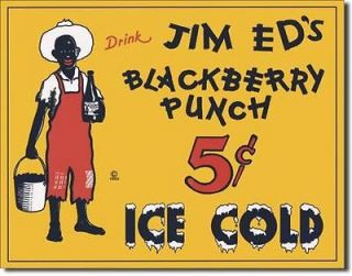 Jim Eds Black Berry Punch Americana Vintage Food Drink Picture Metal 