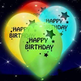 Light Up Happy Birthday illoom Balloons   mixed colour LED balloons 
