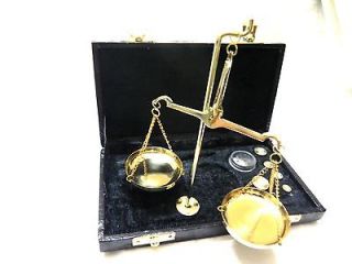 ANTIQUE LOOK BRASS NAUTICAL WEIGHING BALANCE SCALE 20g WITH BOX