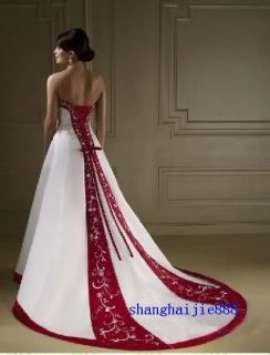 storage sweetheart court red white wedding dress 395 satin crystals