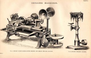 1868 PRINT ~ DRILLING MACHINES ~ SHANKS PATENT DOUBLE ACTING MORTICE 