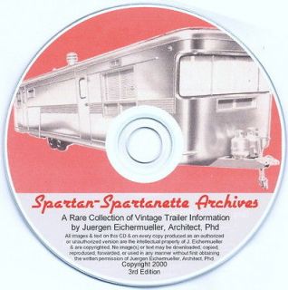  Spartan Spartanette Archive & FREE HOW TO CD Vintage Trailer RV Shasta