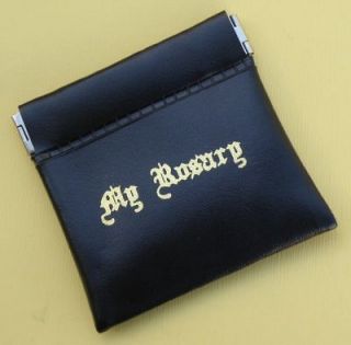 black vinyl leatherette squeeze rosary pouch  2