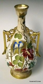 antique royal bonn mehlem 12 vase berries w blue birds
