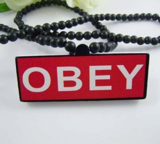 Hip Hop 1X Good Quality OBEY shepard fairey Pendant Wooden Beaded 36 