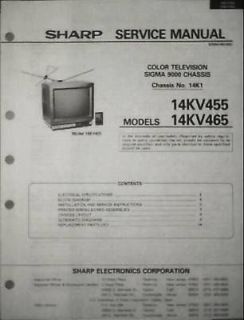 SHARP 14KV455 & 14KV465 Color Television Service Manual