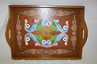 Newly listed VINTAGE LARGE HAND PAINTED WOODEN SERVING TRAY
