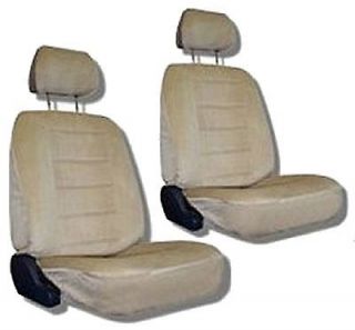 Tan Quilted Velour Car Auto Truck Seat Covers w/ Head rest Covers #4