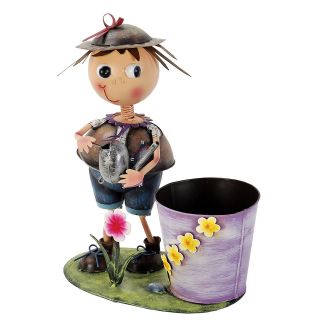Astonica 50300088 Hand Painted Metal Sowing Seeds Whimsical Planter