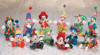 12 Piece Circus Clown Assorted Posable Figurine Collection Miniature 