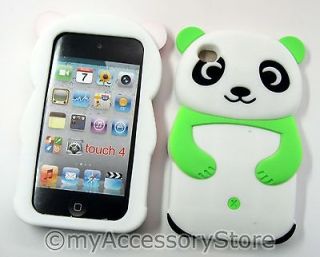 IPOD TOUCH 4 4TH GEN GREEN PANDA BEAR SILICONE RUBBER JELLY SOFT SKIN 