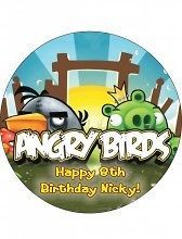 Angry Birds Cake #1 Round CAKE Icing Image topper frosting 