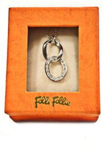 folli follie two circle sterling silver chain necklace time left
