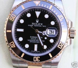 ROLEX SUBMARINER TWO TONE GOLD STAINLESS STEEL WATCH CERAMIC BEZEL NEW