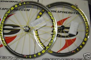New 2013 Spinergy Stealth PBO Carbon Yellow Spokes Wheel Set / Shimano 