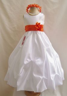 NWT WHITE ORANGE WEDDING PAGEANT BRIDESMAID QUINCEANERA PARTY FLOWER 