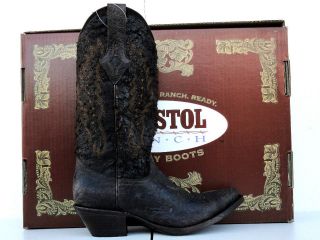 resistol ranch womens chocolate vintage calf cowgirl boots