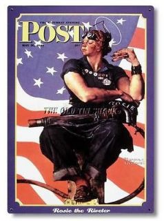   Tin Metal Sign   May 1948 Saturday Evening Post Rosie Riveter #SP 03