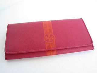 New Authentic Tory Burch Roslyn Envelope Continental Wallet Pink Combo 