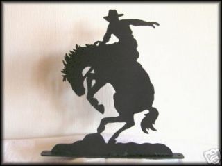 saddle bronc western horse metal art silhouettes 