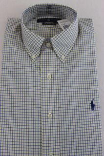  Ralph Lauren Dress Shirt Button Down Classic Fit White Yellow Blue 