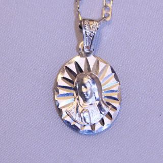 Virgen de Guadalupe Round Pendant .925 Sterling Silver with Chain