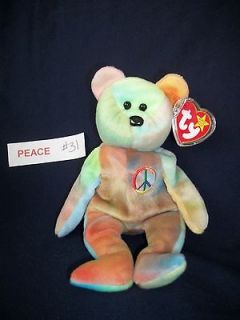   Beanie Baby ~*~ PEACE ~*~ Bear Super Nice MWMT Beautiful Colors RARE