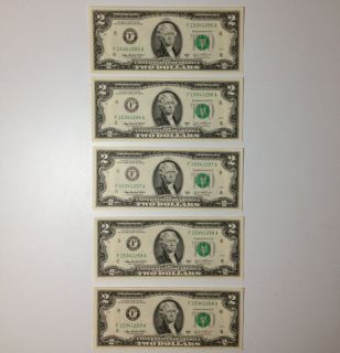   Mint Uncirculated 2 Dollar Bills, New $2 Bill Note Sequential Order