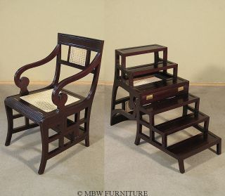 solid walnut rattan ladder chair library steps 01dww time left