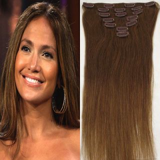   Clip in Remy Human Hair Extensions Real Hair #8 15 7Pcs Hotsale