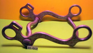 Antique CROCKETT Marked Aluminum Curved Shank Slobber Bar Horse Bit 