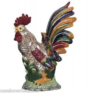   BY SADEK 9.5 High Ceramic Hand Painted Rooster Figurine / Statue