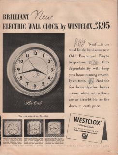 1950 VINTAGE WESTCLOX MADE BY BIG BEN CLOCK LONG REMEMBERED GIFT PRINT 