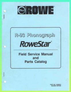 rowe r 93 jukebox srevice parts manual  22 95  