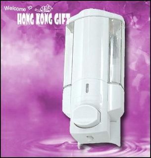 WHITE Wall Mount Liquid Soap Dispenser holder Home Bath shower Kitchen 