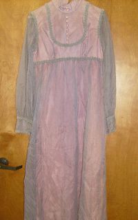 Vintage Colonial Style Long Dress Light Purple w/White Polka Dots Pre 