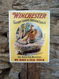 antique style winchester hunting shells metal sign retro ad wall
