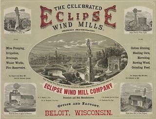   Poster Eclipse Windmill Generator Co Wisconsin Ad New Print 1618
