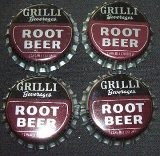 Lot of 4 Vintage Grilli Root Beer Unused Soda Pop Bottle Caps Cork 