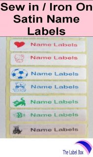 25 Sew in / Iron on Satin Finish Clothes Identity Name Labels Tapes 