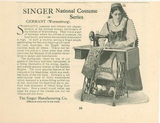 1899 Singer Sewing Machine Advertisement Woman of Wurtemburg Germany